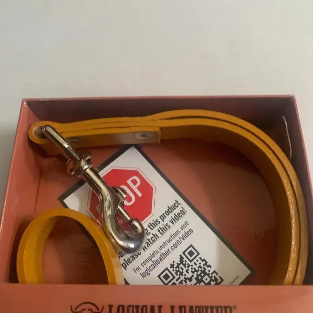Logical Leather 12''Dog Leash Water Resistant Full Grain Leather 12TL-YL